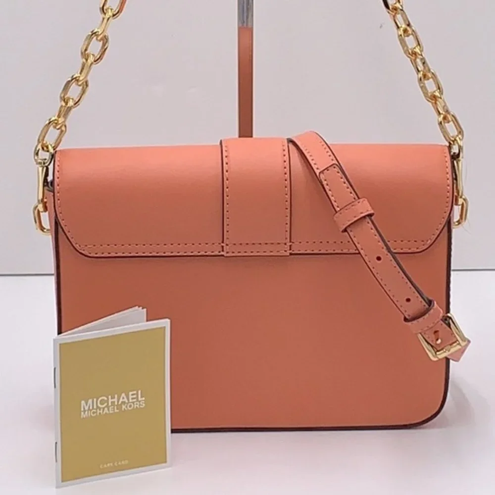 Michael Kors Carmen Medium Convertible Shoulder Bag Crossbody SHERBERT Leather - Picture 3 of 16
